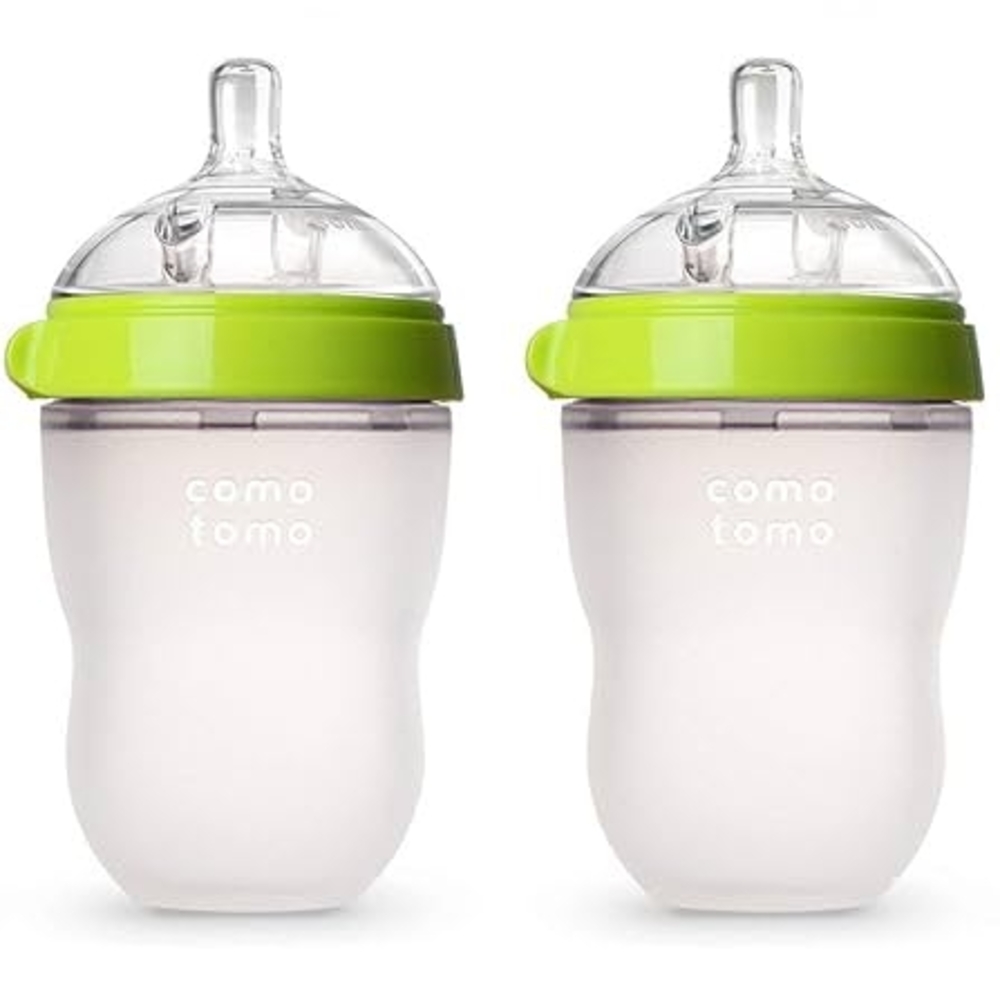 Comotomo Baby Bottles with Green Lids